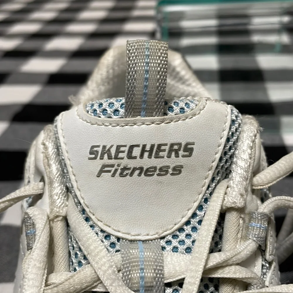 SKECHERS Shape Ups Walking Toning Sneaker Shoes 11803 Blue/White/Silver Size 9.5